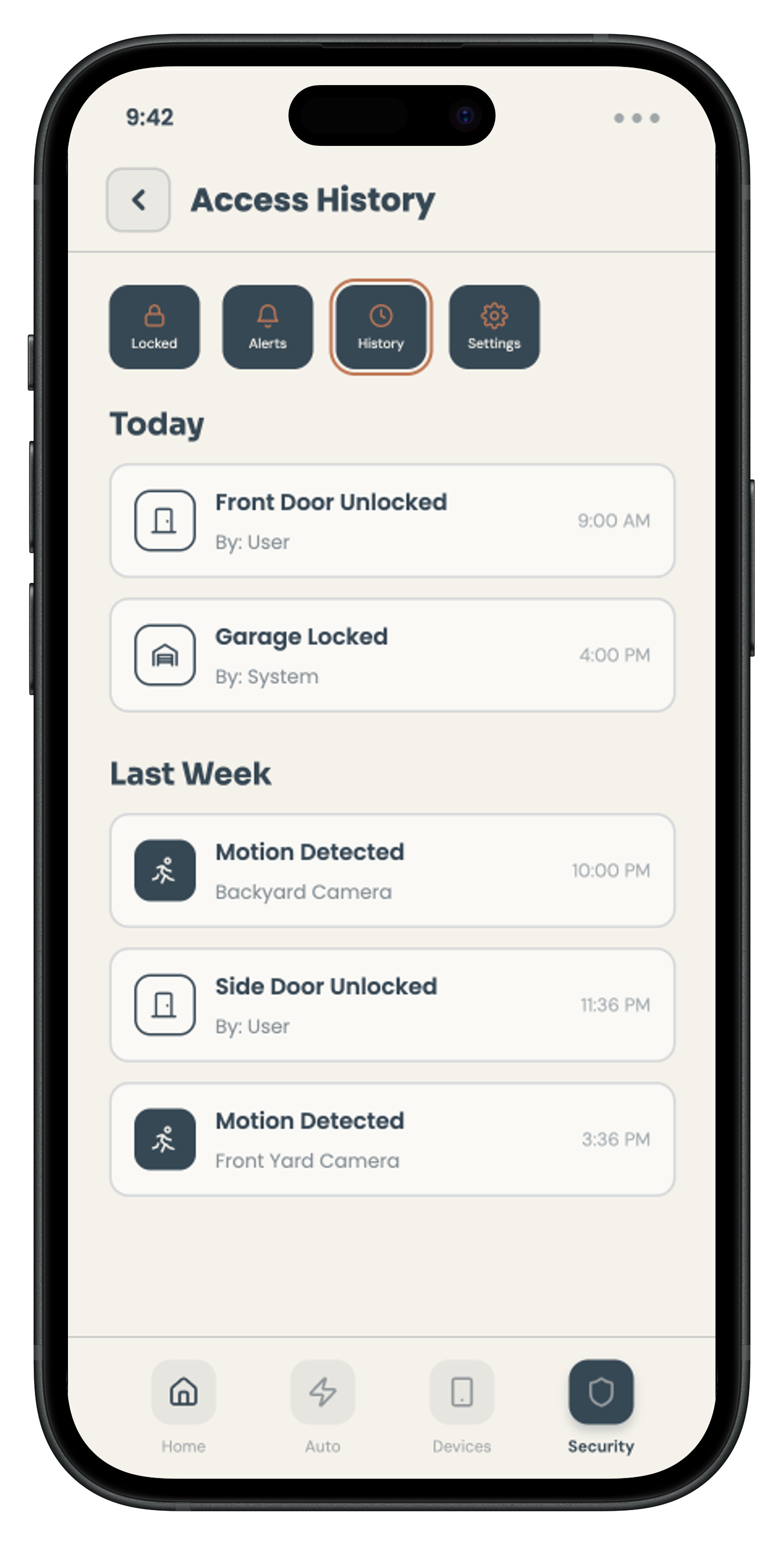 Door Face prototype — Access History, Phase 1