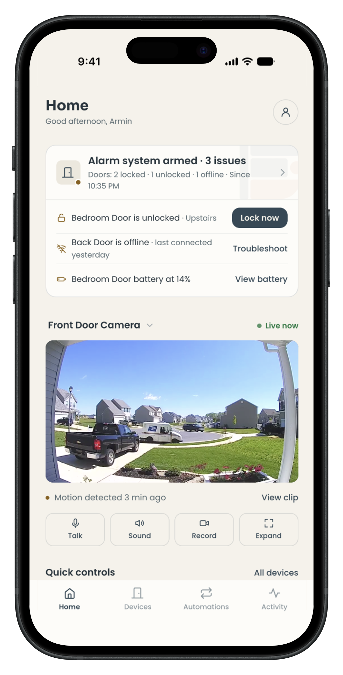 Door Face app — Home screen, Phase 2